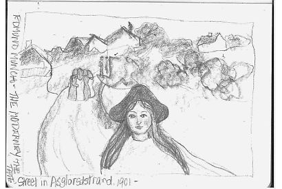 Street in Asglorsdstrand. After Munch