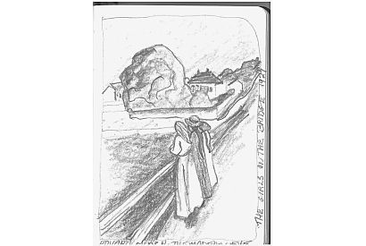 Girls on the bridge. After Munch